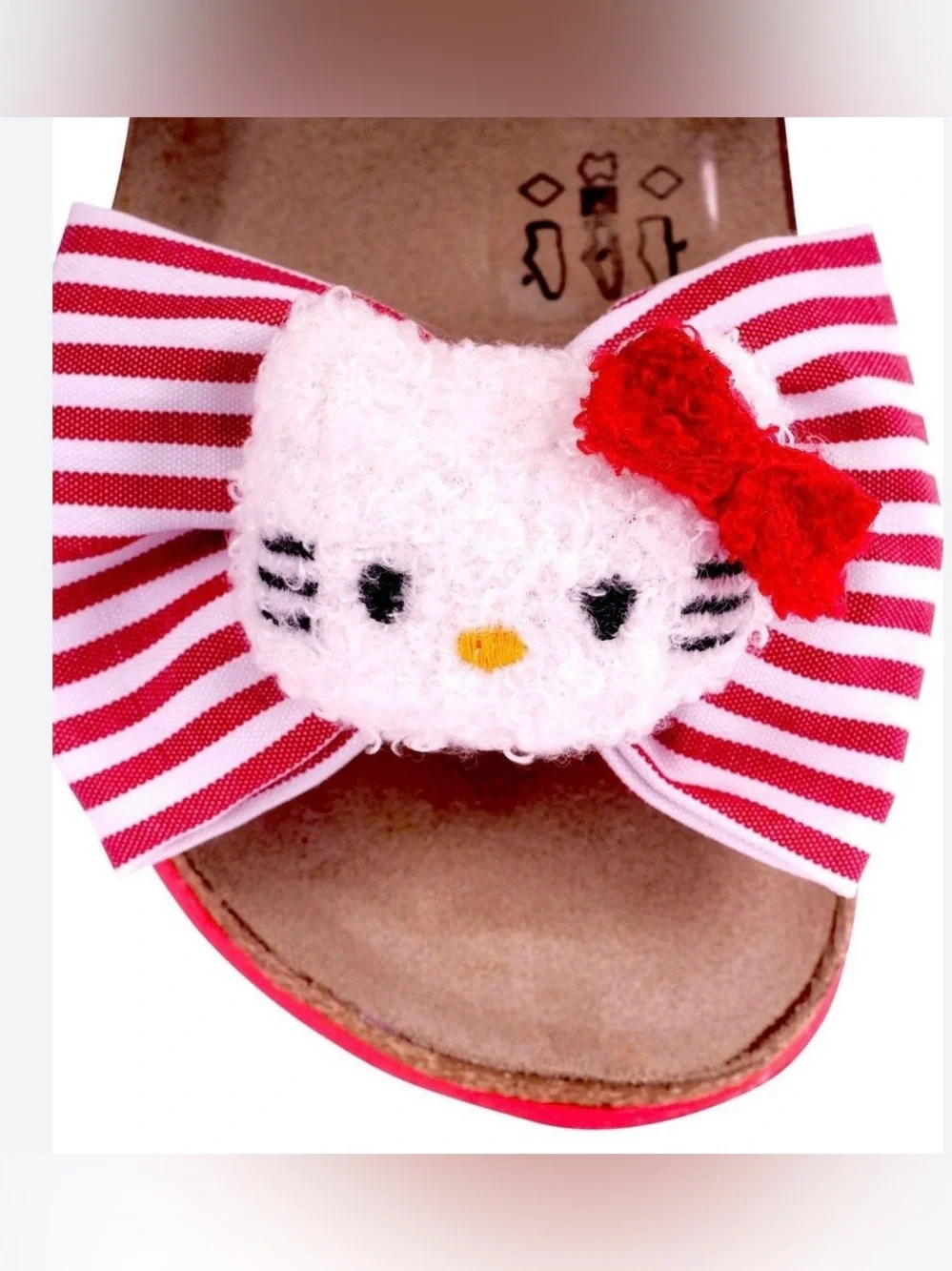 NEW MonnaLisa x Hello Kitty Red White Bow Sandal 38 Girls 5 Women’s 7.5 Sparkle